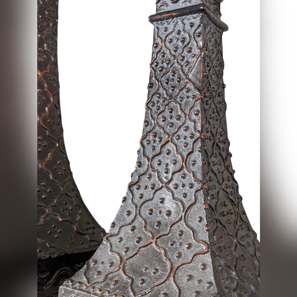 Vintage Restoration Hardware Hammered Bronze Pillar Candle Holders & Candles - Picture 7 of 11